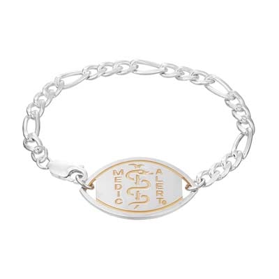 Figaro Medical ID Bracelet Sterling Silver