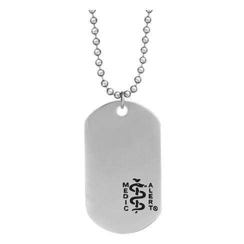 Large Dog Tag Rounded Medical ID Necklace Stainless Steel