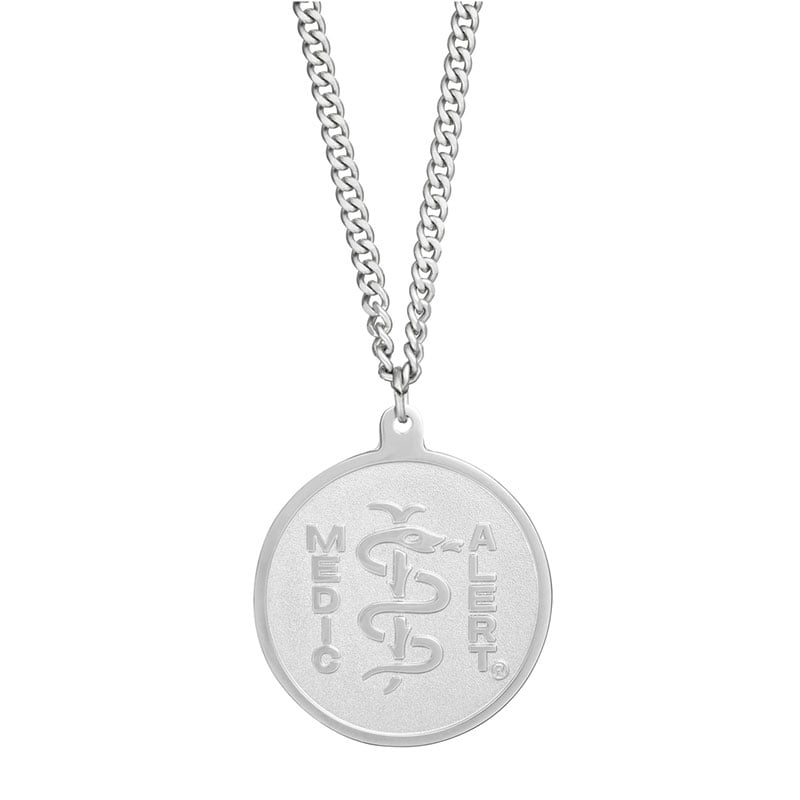 Classic Embossed Medical ID Necklace Stainless Steel, Silver, large image number 0