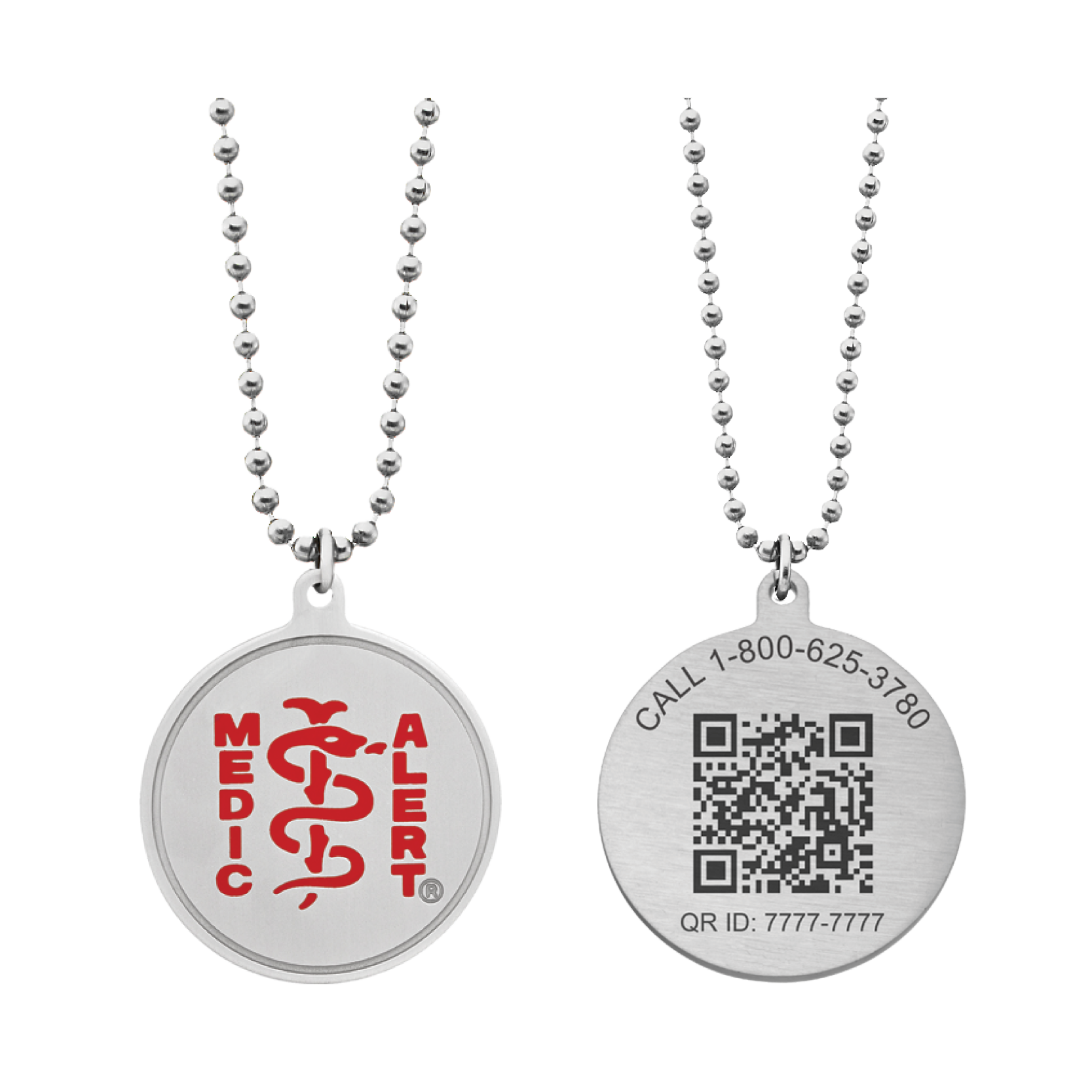 QR Code Classic Ball Chain Medical ID Necklace
