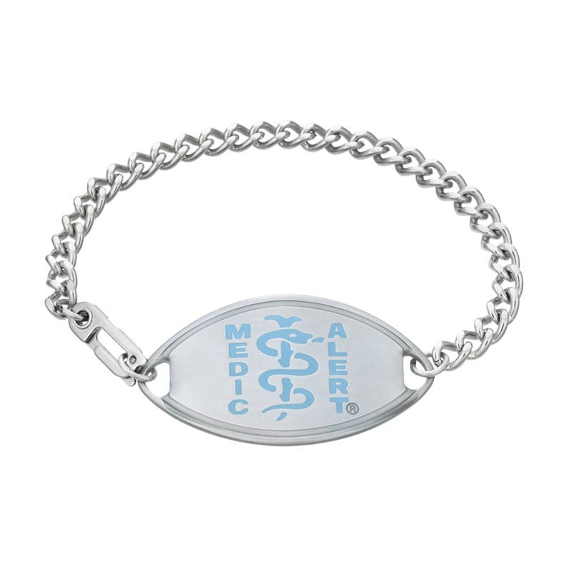 Classic Large Medical ID Bracelet, Light Blue Steel, large image number 0