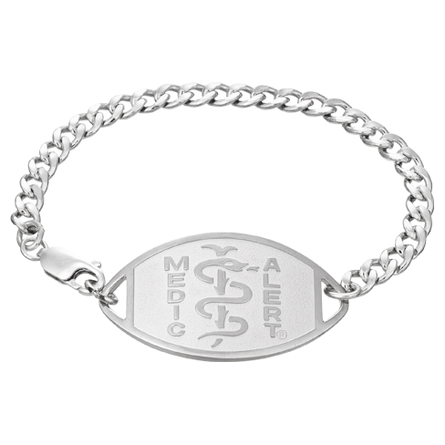 Classic Embossed Medical ID Bracelet Sterling Silver