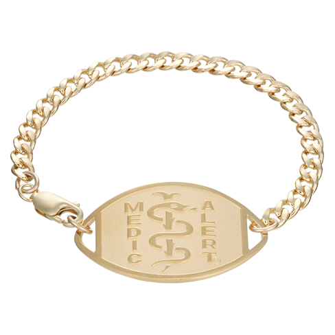Classic Large Embossed Medical ID Bracelet 10k Gold