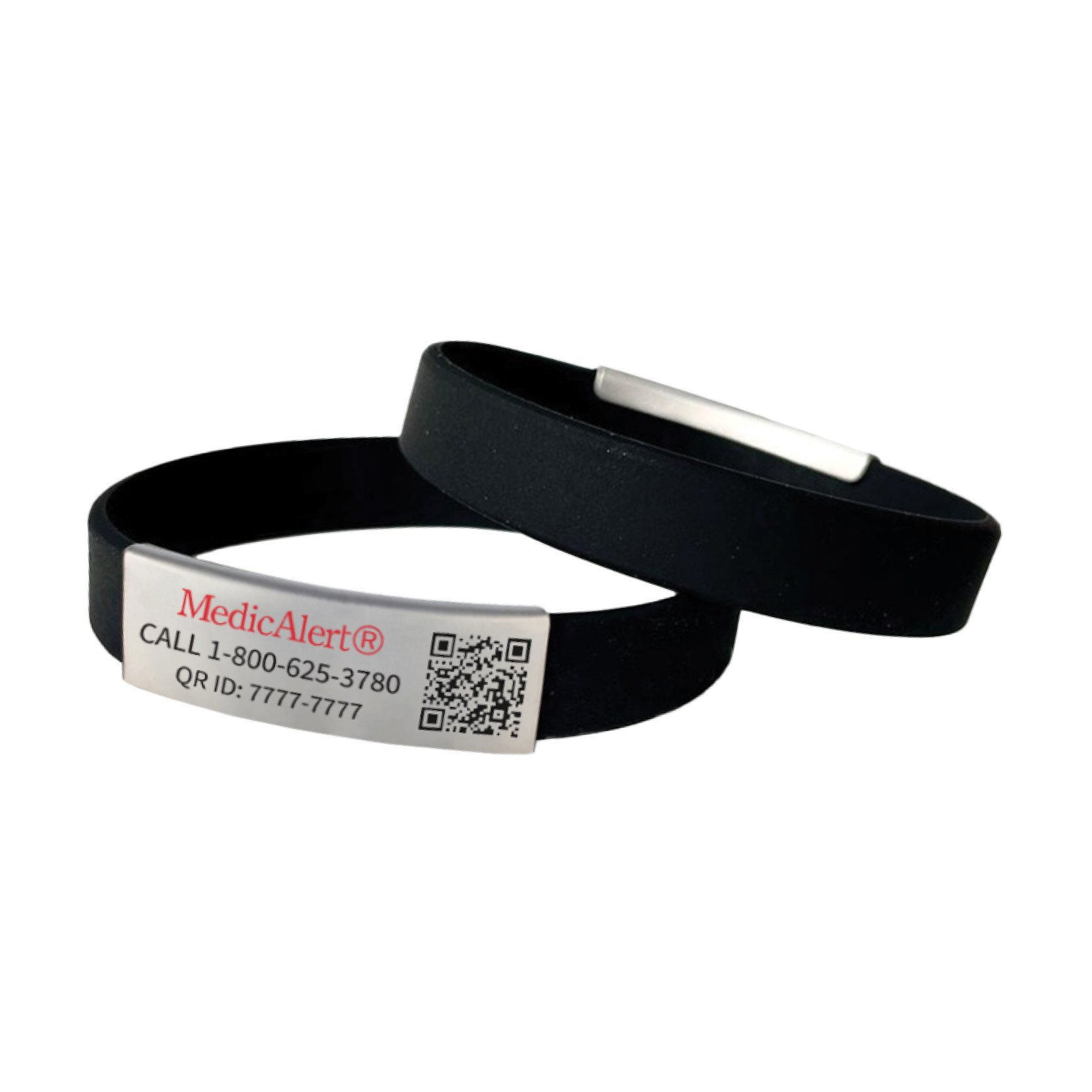 QR Code Silicone Medical ID Band Black, Black, large image number 1