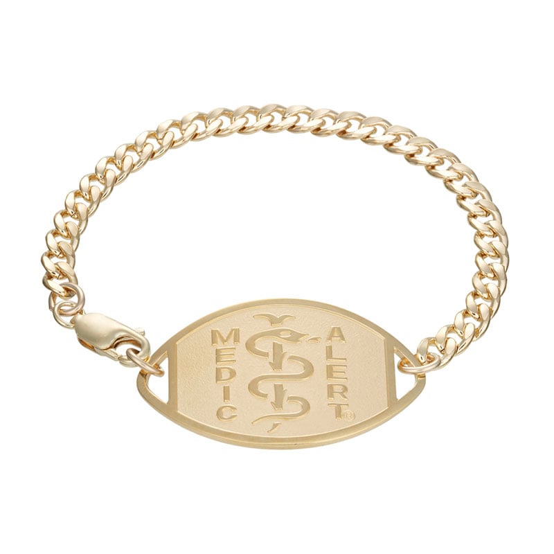 Classic Large Embossed Medical ID Bracelet 10k Gold, Gold, large image number 0