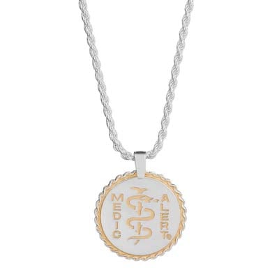French Elite Medical ID Necklace Sterling Silver