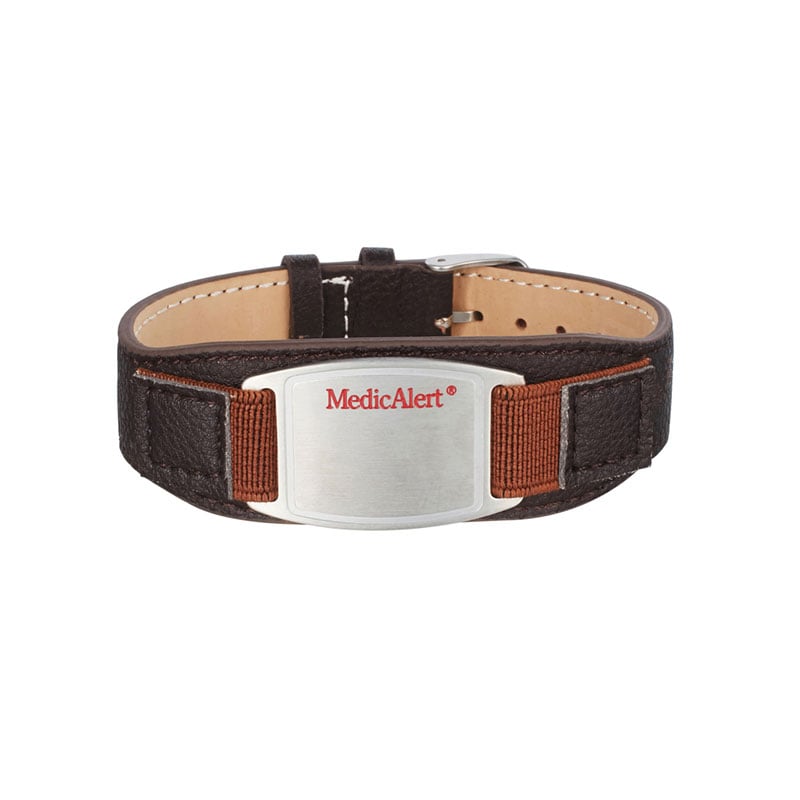 Leather Medical ID Bracelet Brown, Brown, large image number 0