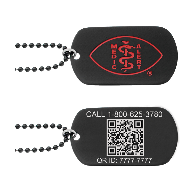 QR Code Dog Tag Medical ID Necklace, Black, large image number 0