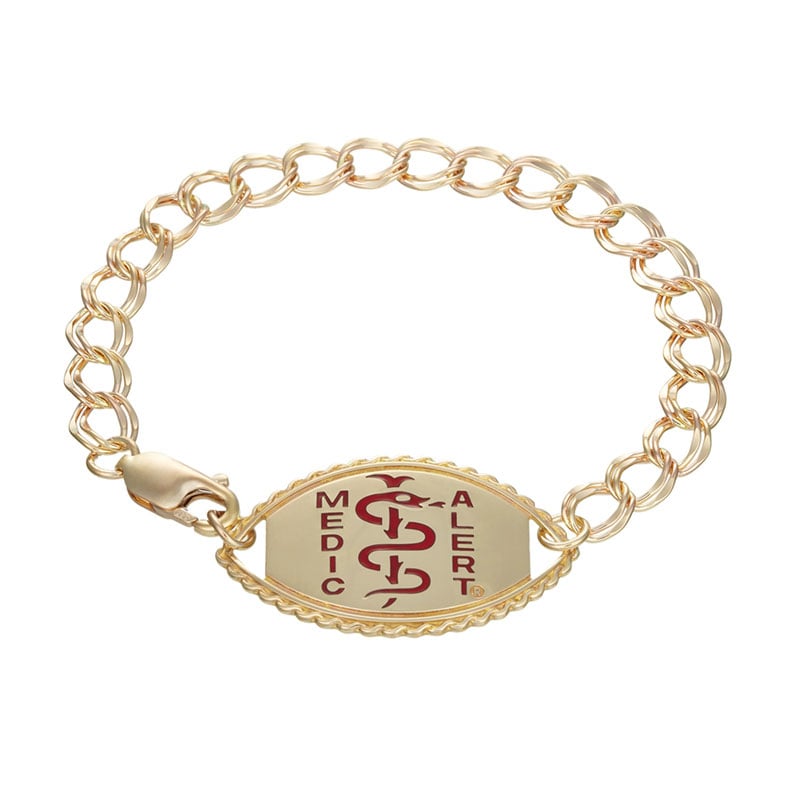 Santa Rosa Elite Medical ID Bracelet 14k Gold, Red/Gold, large image number 0