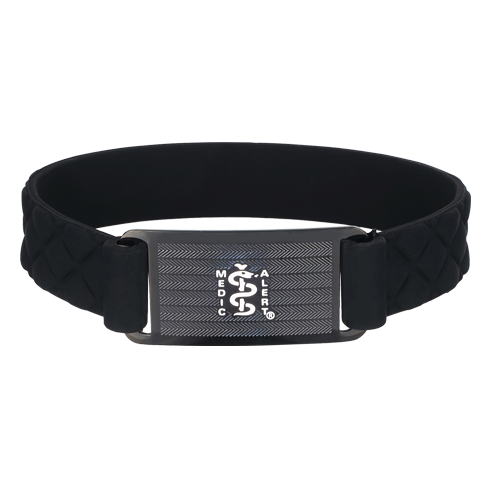 Sport Silicone Quilted Midnight Medical ID Bracelet