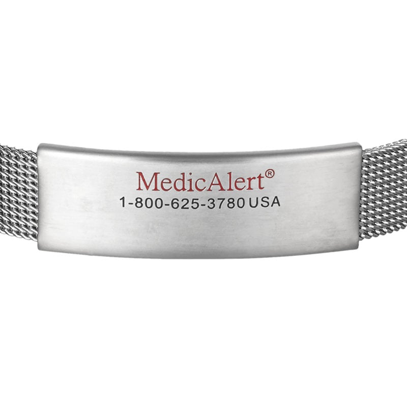 Mesh Chain Medical ID Bracelet Stainless Steel, Silver, large image number 1