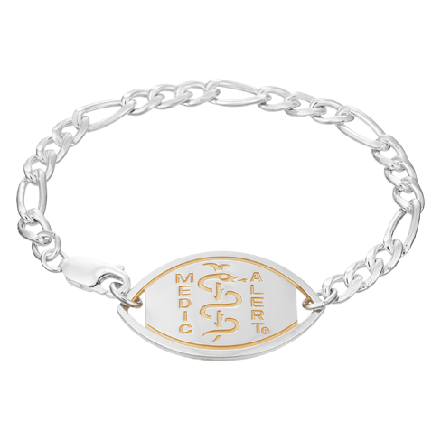 Figaro Medical ID Bracelet Sterling Silver