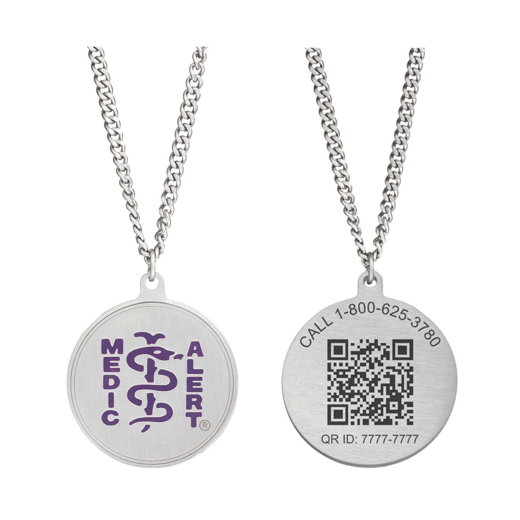 QR Code Classic Medical ID Necklace - Purple, Purple, large image number 0