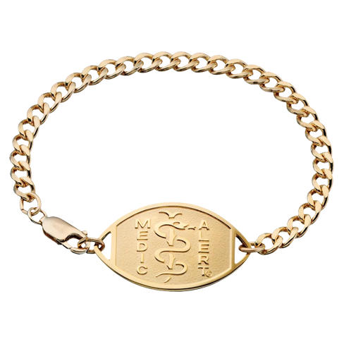 Classic Embossed Medical ID Bracelet 10k Gold