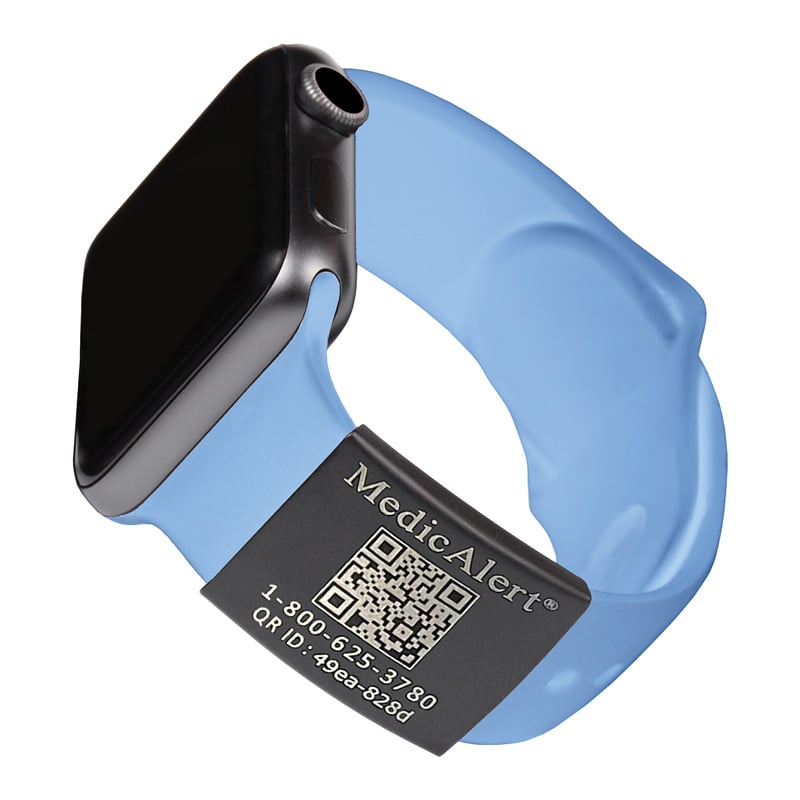 light blue apple watch and black medicalert id image number 0