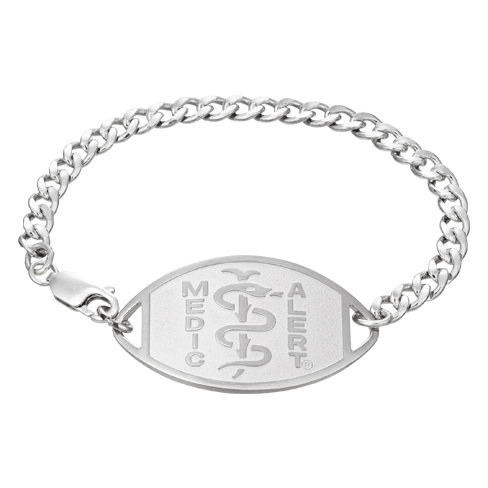 Classic Large Embossed Medical ID Bracelet Sterling Silver