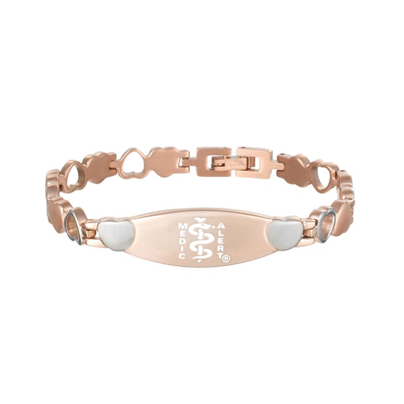 Twin Heart Medical ID Bracelet Rose Gold, Rose Gold, large image number 0