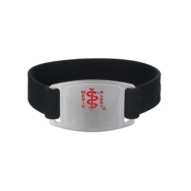 Sport Silicone Medical ID Bracelet Black, Black Silicone, large image number 0