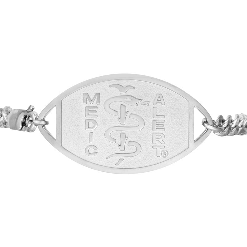 Classic Large Embossed Medical ID Bracelet Sterling Silver, Silver, large image number 1