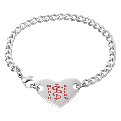 Classic Heart Medical ID Bracelet Stainless Steel