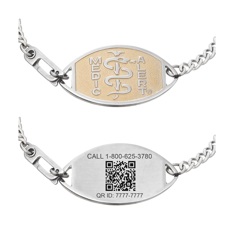 QR Code Embossed Medical ID Bracelet Two-Tone