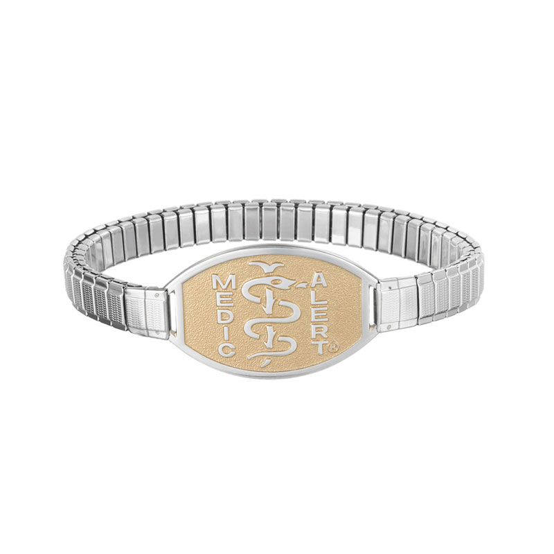 Stretch Band Medical ID Bracelet, Silver Gold, large image number 0