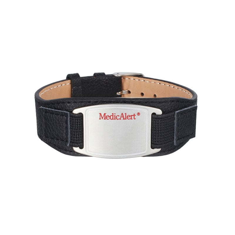 Leather Medical ID Bracelet Black, Black, large image number 0