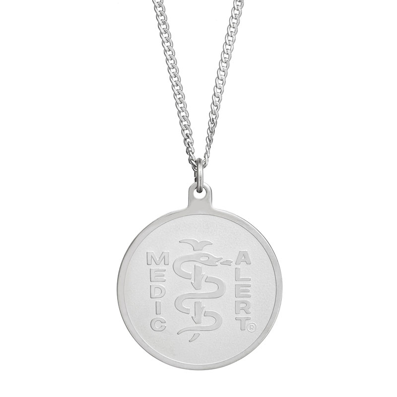 Classic Embossed Medical ID Necklace Sterling Silver, Silver, large image number 0