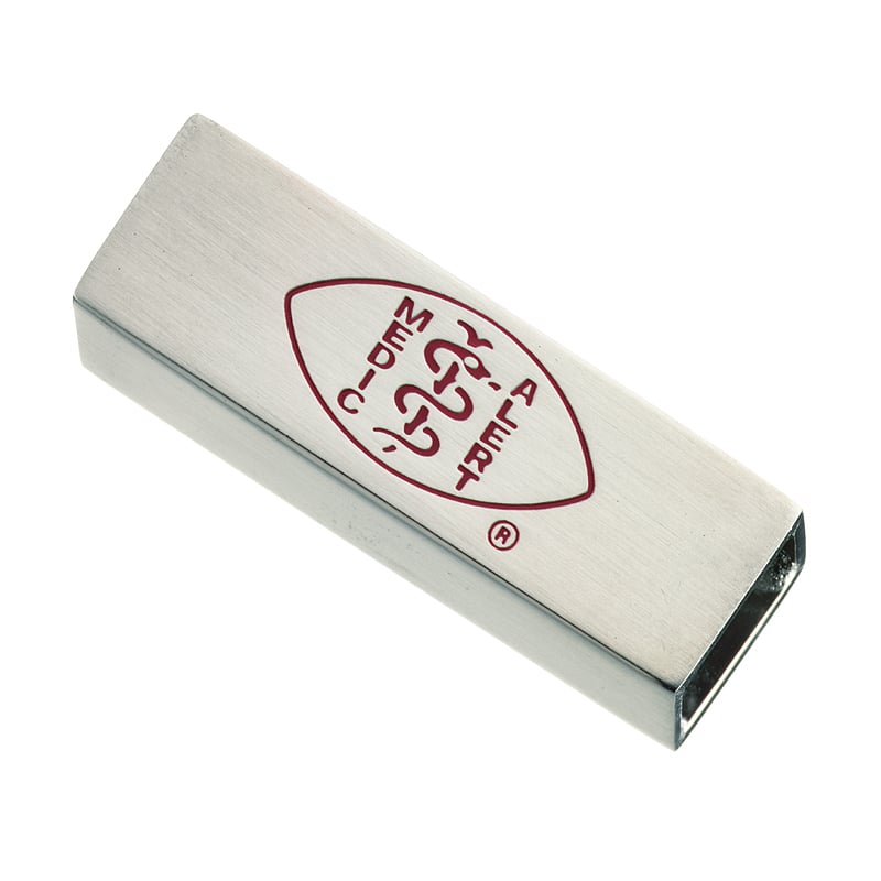Laced Up Shoe Tag Medical ID Accessory Red Silver