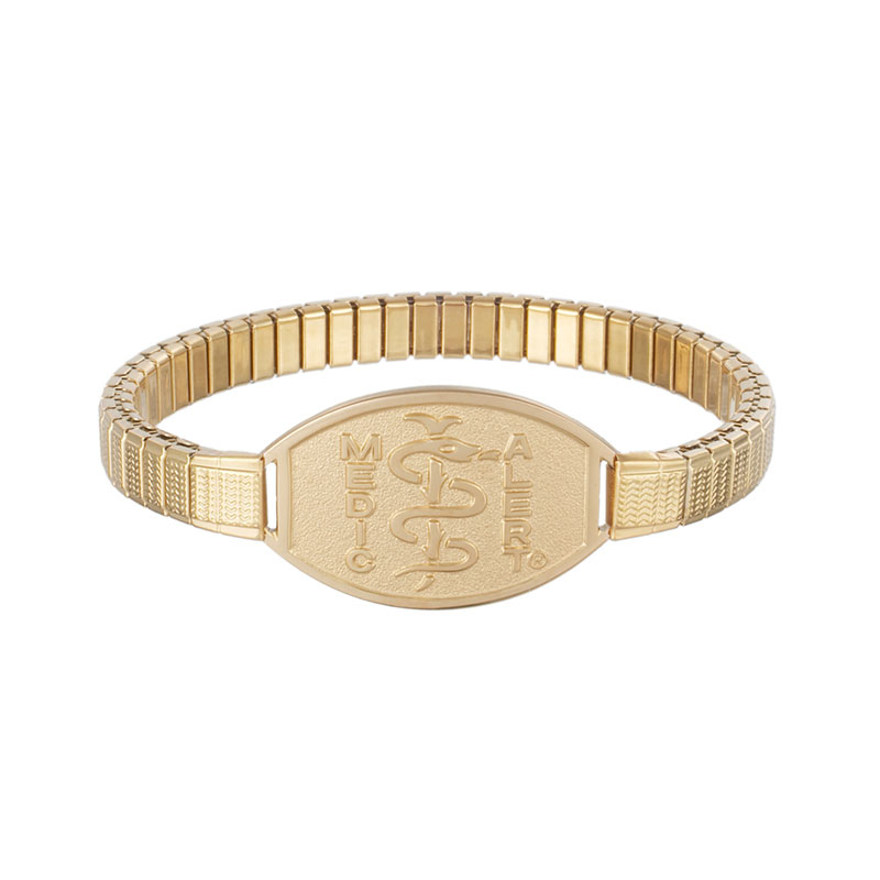 Stretch Band Medical ID Bracelet Gold