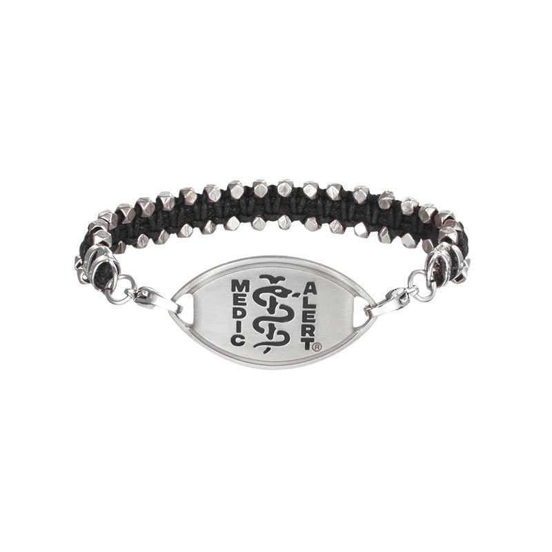 Woven Medical ID Bracelet Black