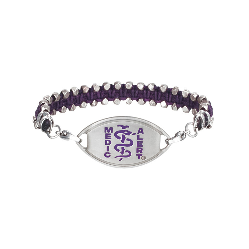 Woven Medical ID Bracelet Purple